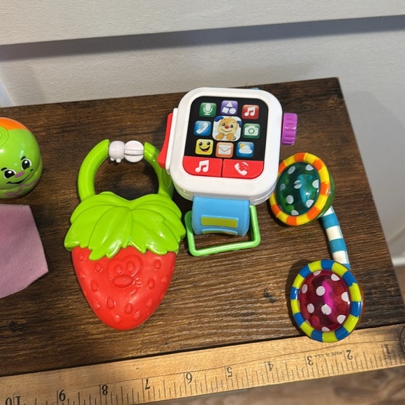 Baby toy bundle care bear lovey, watch, phone rattle wobble toy chew toy - Picture 3 of 4